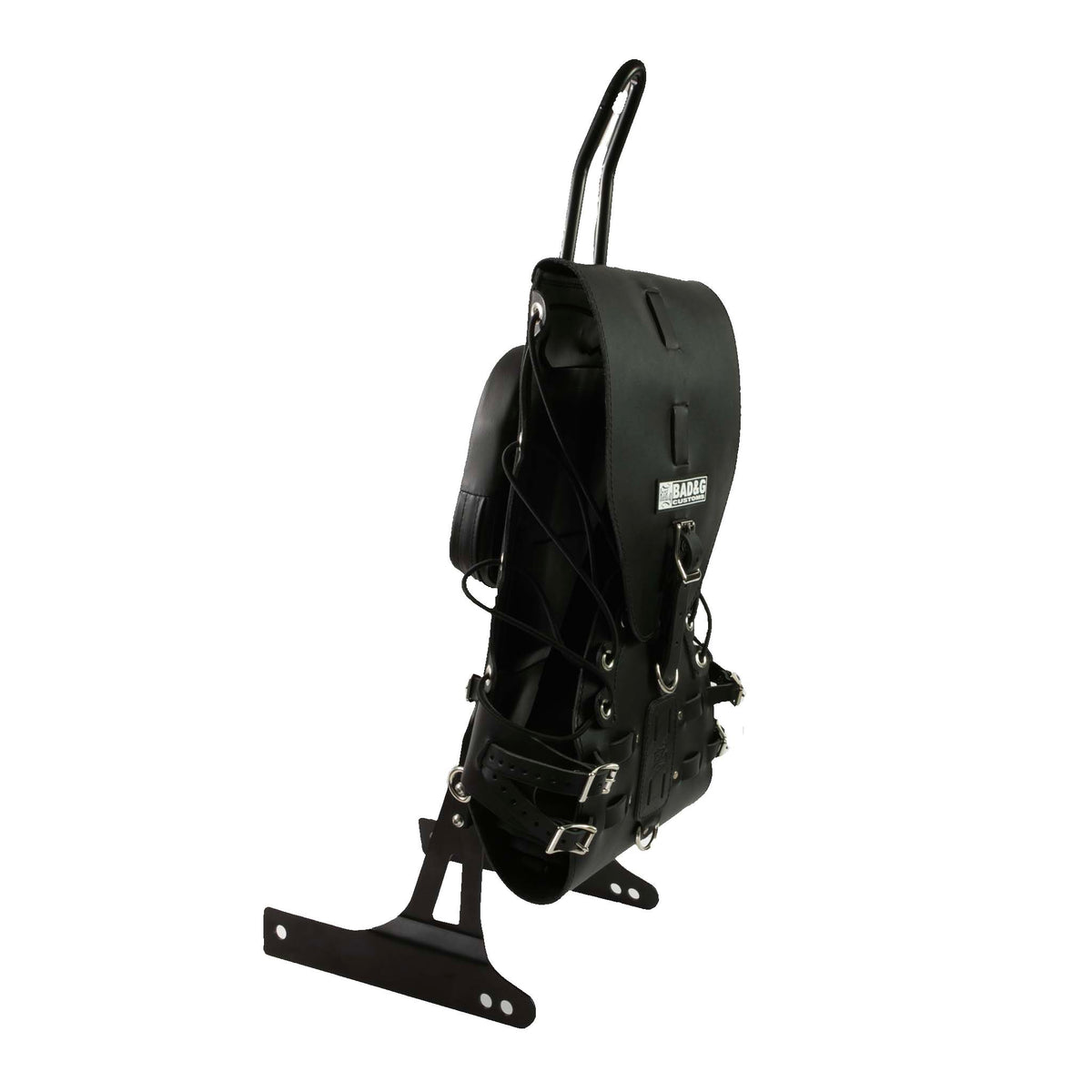 Bottom view—holster support and strap path to reduce sway