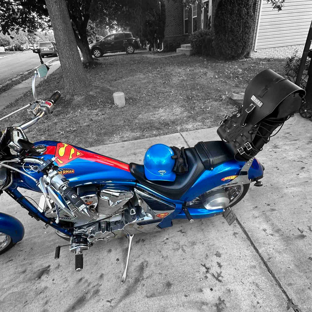BAD&G Sissy Bar Bag mounted on Honda Fury—left side profile
