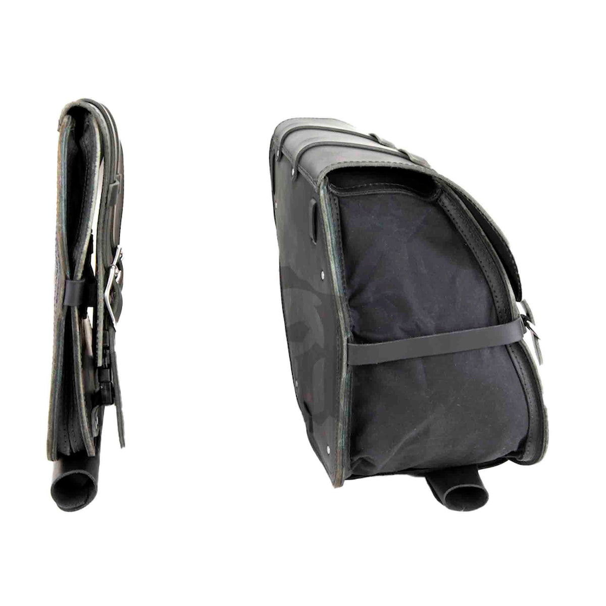 Harley Dyna Right Side Expandable Solo Bag - DR01WC (Buffalo & Waxed Canvas)
