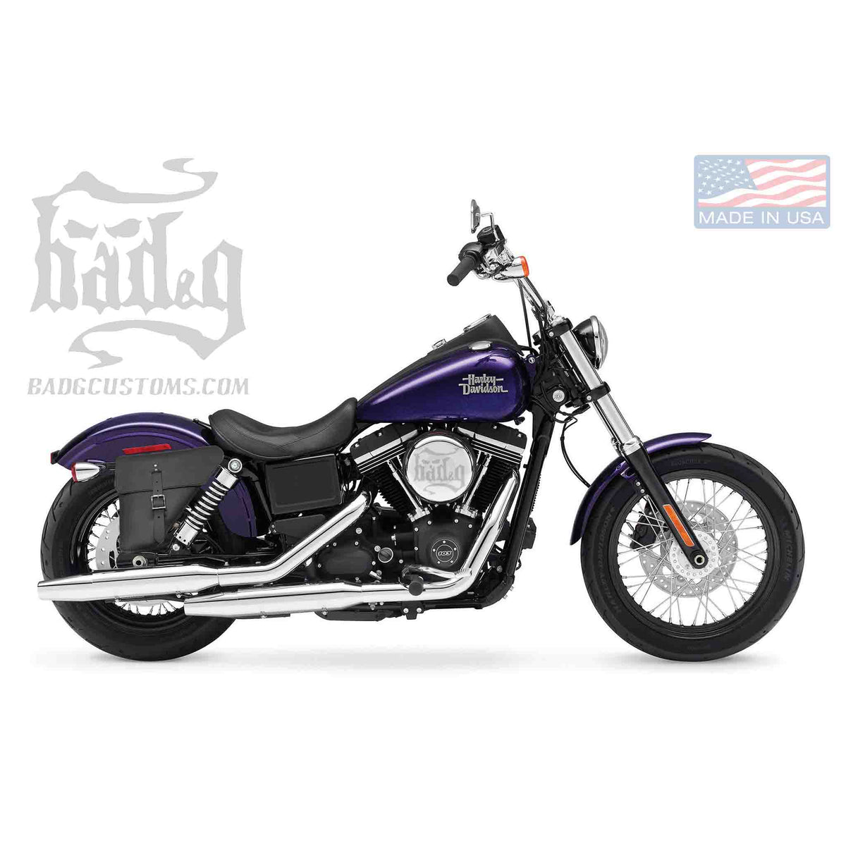 Upgrade your Harley-Davidson® Dyna with the DR03 Dyna Right Side Solo Bag. Hand crafted in USA with premium leather and top quality hardware. Durable and stylish, it's the perfect fit for your motorcycle.