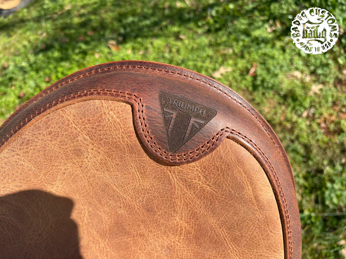 CUSTOM SERVICE: Triumph Bobber Seat Re-Upholstery Buffalo Leather (Match Your Saddlebags)