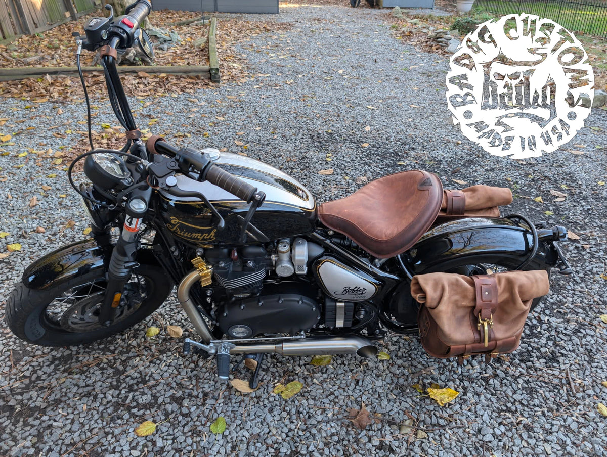 CUSTOM SERVICE: Triumph Bobber Seat Re-Upholstery Buffalo Leather (Match Your Saddlebags)
