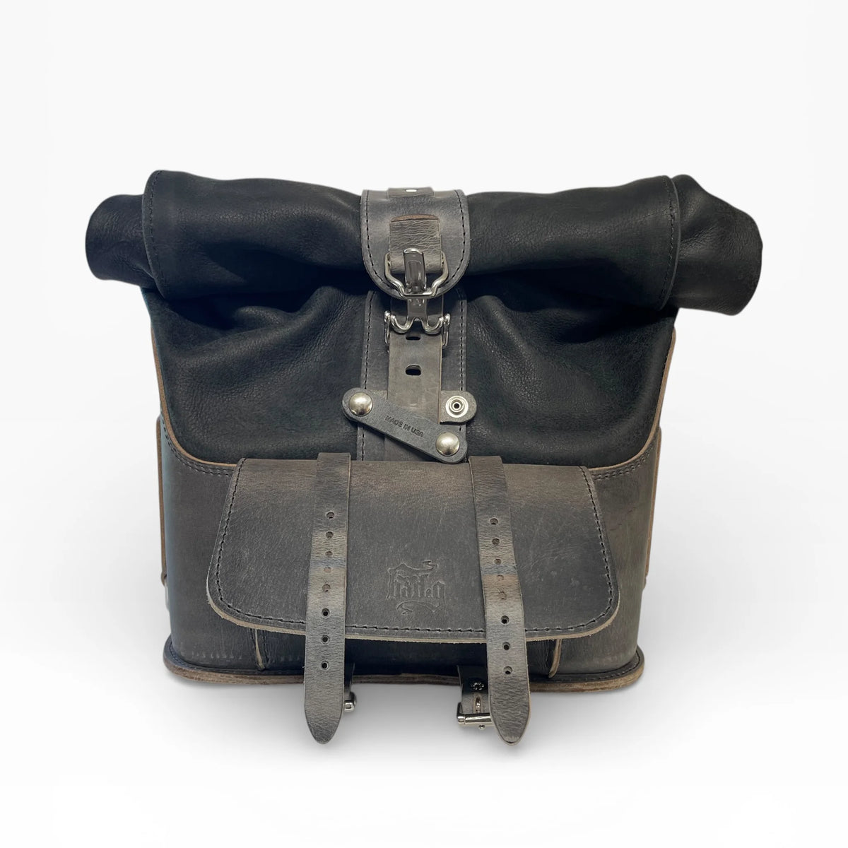 Universal Leather Rolltop Panniers / Saddlebags - TBP02 (Pair)